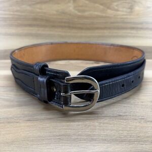 DON HUME Duty Belt 28 30 Black Leather 2.25 in Oklahoma USA Made